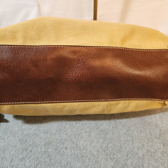 💙💙Fossil Hobo Canvas Handbag EUC Multi Strip Leather Trim - Picture 8 of 16